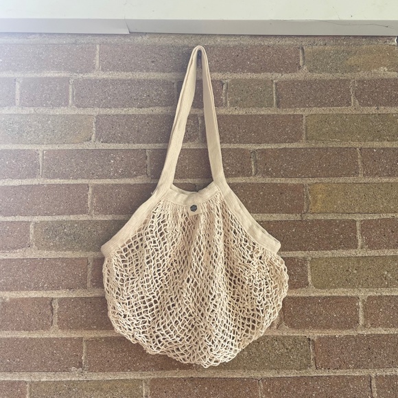 Eco Geometric Stretchy Cream Canvas Bag - Picture 2 of 5